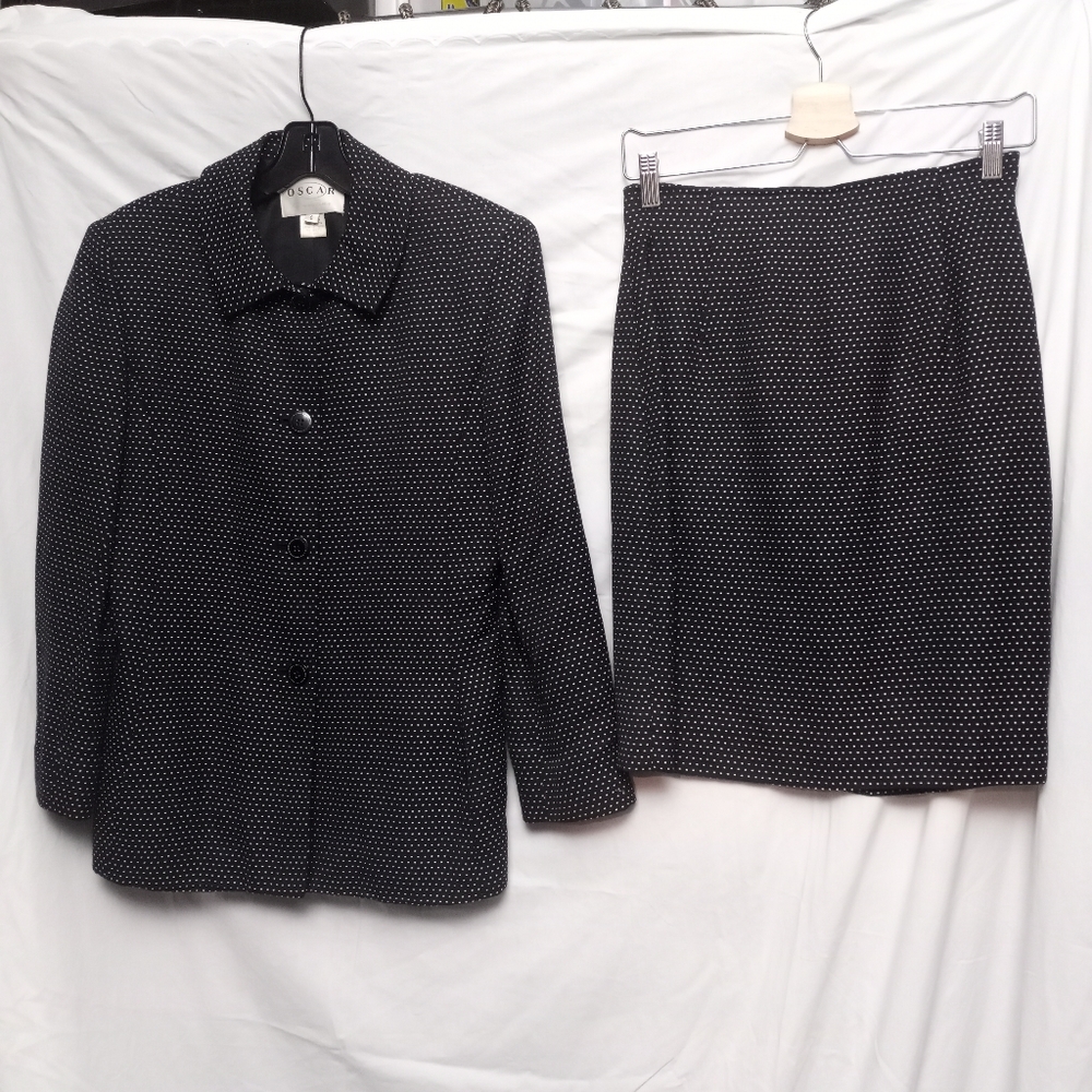 OSCAR by Oscar de la Renta Polka-dot Skirt Suit - Picture 6 of 9
